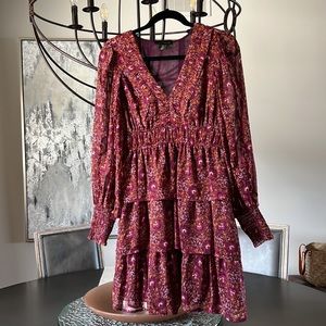 House of Harlow 1960 Berry V-Neck Paisley Floral Dress 2